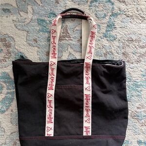 Victoria's Secret Black Tote with White Red-Logo Straps